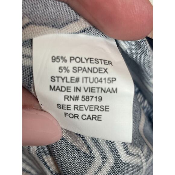 NY Collection Womens Geometric Print Neck Blouse Balloon Short Sleeve Size 2X - Picture 8 of 8